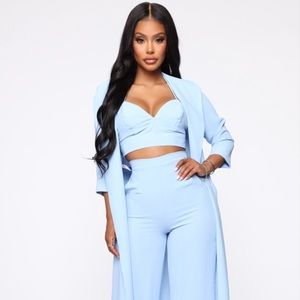 Light Blue 3 Piece Pant Set